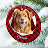 Custom Photo Ceramic Ornament - Personalized Christmas Birthday Gifts For Dog Cat Lovers, Dog Dad And Mom, Cat Owners - Tails Wag, Hearts Glow