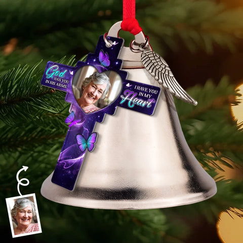 Custom Photo Bell Ornament With Charms - Personalized Memorial Sympathy Gifts For Loss Of Mom, Dad - We Hold You In Love