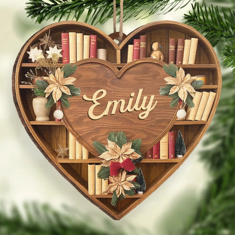 Custom Wood Ornament - Personalized Bookish Christmas Gifts For Book Lovers, Bookworms, Readers - The Shelf Life Of Love