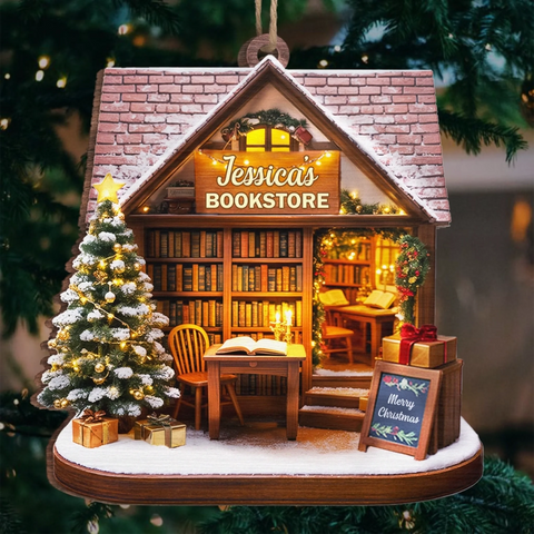 Custom Wood Ornament - Personalized Bookish Christmas Gifts For Book Lovers, Bookworms, Readers - A Book Lover’s Holiday Dream