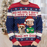 Custom Unisex Ugly Sweatshirt - Personalized  Christmas Birthday Gifts For Dog Lovers, Dog Dad And Mom - Santa’s Drinking Buddy