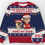 Custom Unisex Ugly Sweatshirt - Personalized  Christmas Birthday Gifts For Dog Lovers, Dog Dad And Mom - Santa’s Drinking Buddy