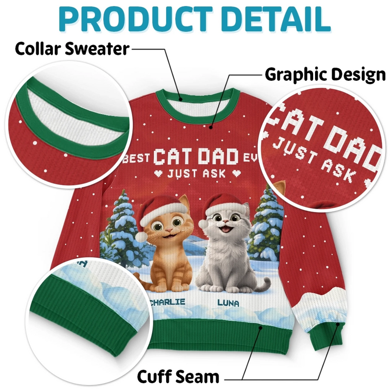 Custom Unisex Ugly Sweatshirt - Personalized  Christmas Birthday Gifts For Cat Lovers, Cat Mom And Dad - Ho Ho Hold My Catnip