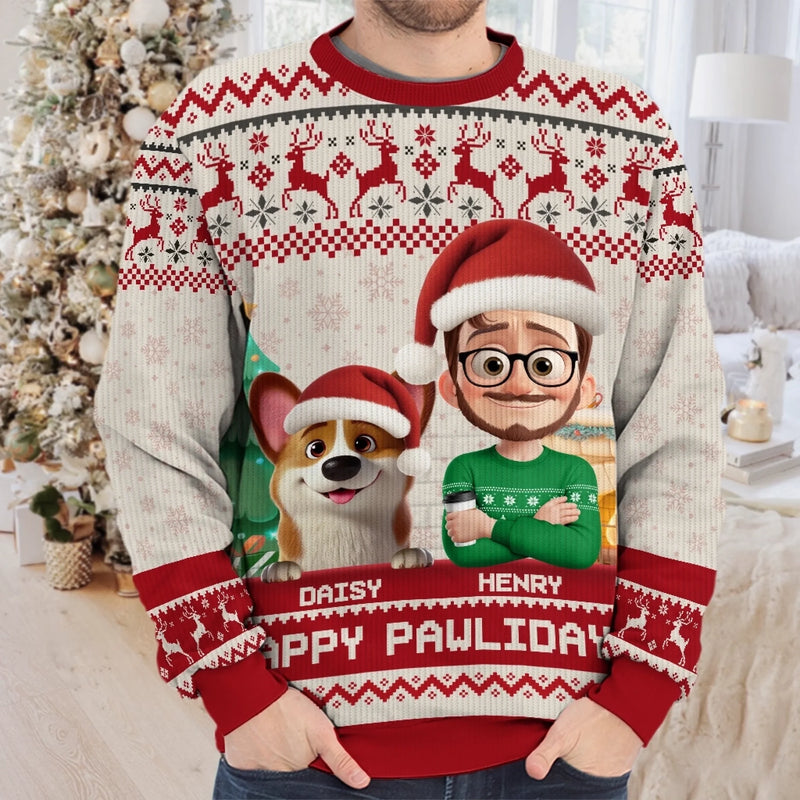 Custom Unisex Ugly Sweatshirt - Personalized  Christmas Birthday Gifts For Dog Lovers, Dog Dad And Mom - Santa Paws Is Coming To Town
