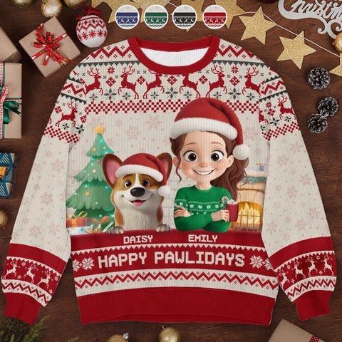 Custom Unisex Ugly Sweatshirt - Personalized  Christmas Birthday Gifts For Dog Lovers, Dog Dad And Mom - Santa Paws Is Coming To Town