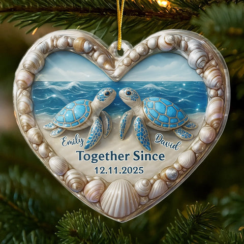 Custom Acrylic Ornament - Personalized Anniversary Christmas Wedding Gifts For Husband And Wife, Him And Her - Our Forever, Sealed By The Sea