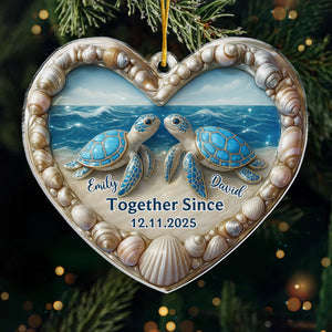 Custom Acrylic Ornament - Personalized Anniversary Christmas Wedding Gifts For Husband And Wife, Him And Her - Our Forever, Sealed By The Sea