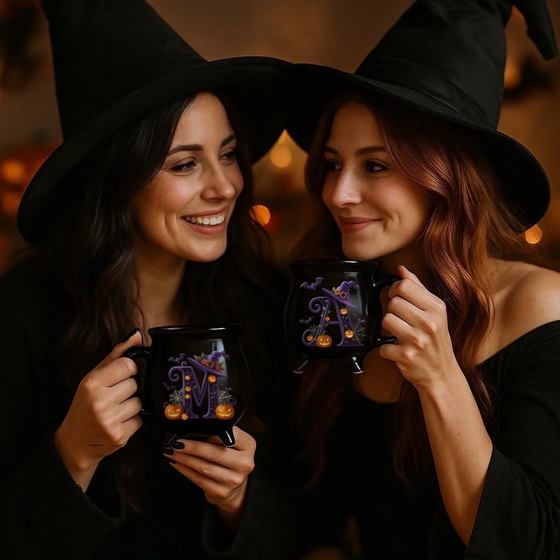 Custom 12oz Ceramic Cauldron Coffee Mug - New Arrival, Personalized Halloween Witchy Gifts For Besties, Sisters, BFF, Family, Yourself - Brew And Boo AMZ