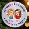 Custom Ceramic Ornament - Personalized Best Friend Christmas Birthday Gifts For Women, Besties, Sisters, BFF - Wine First, Drama Later