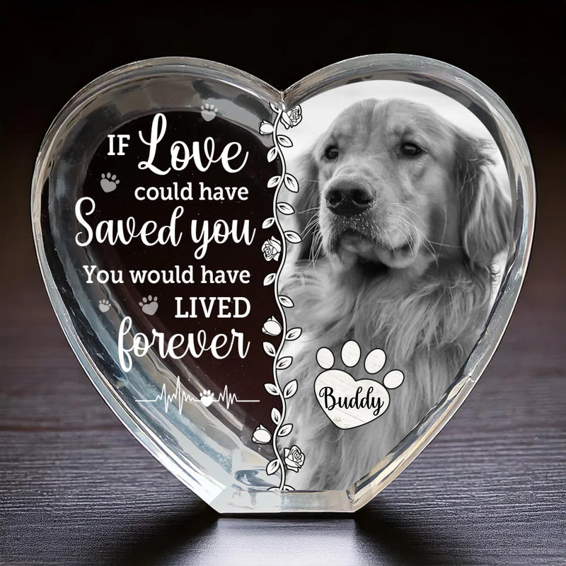 Custom Photo 3D Crystal Heart Shaped - Personalized Pet Memorial Sympathy Gifts For Dogs, Cats - Furever Loved And Missed