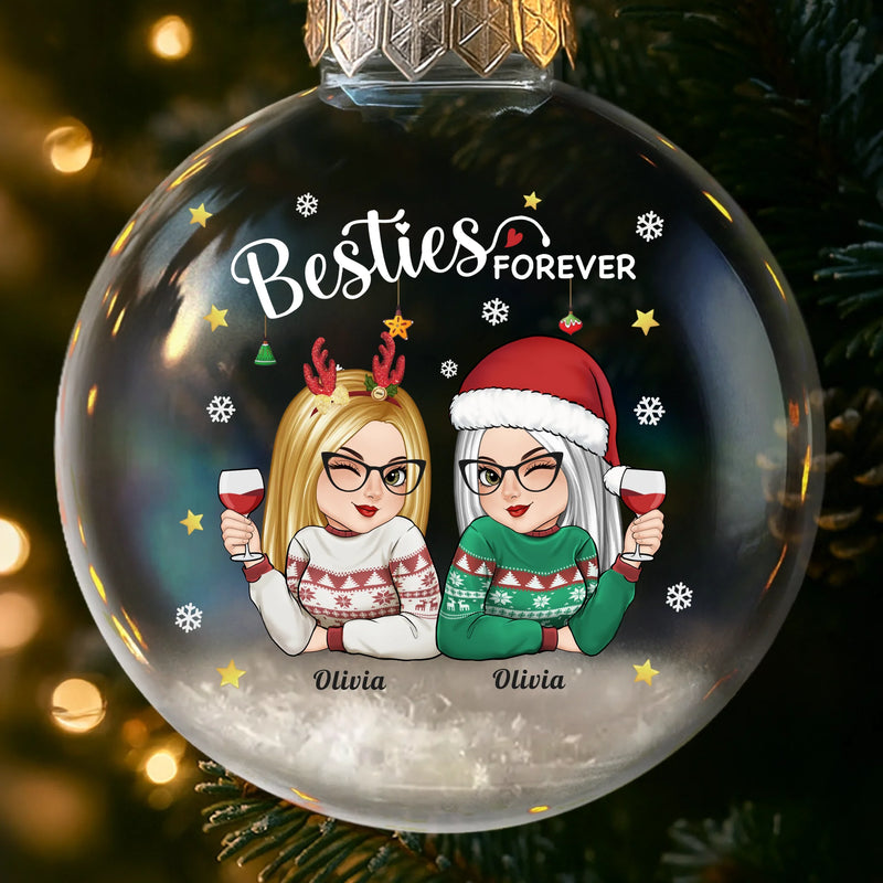 Custom Snow-Filled Ball Ornament - Personalized Christmas Best Friend Birthday Gifts For Women, Besties, Sisters, BFF - Snow Much Fun With Bestie