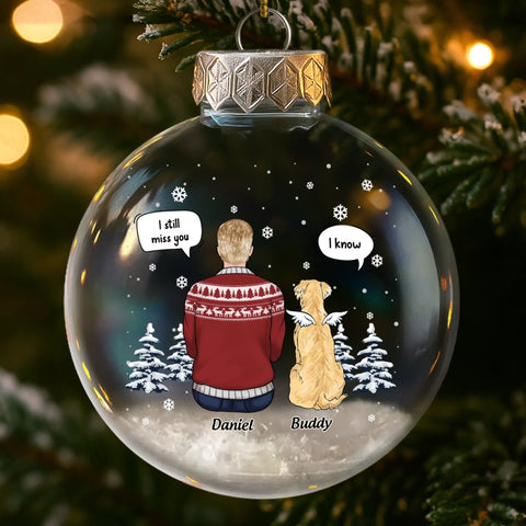 Custom Snow-Filled Ball Ornament - Personalized Pet Christmas Memorial Sympathy Gifts For Dogs - Forever Loved, Never Forgotten Friend