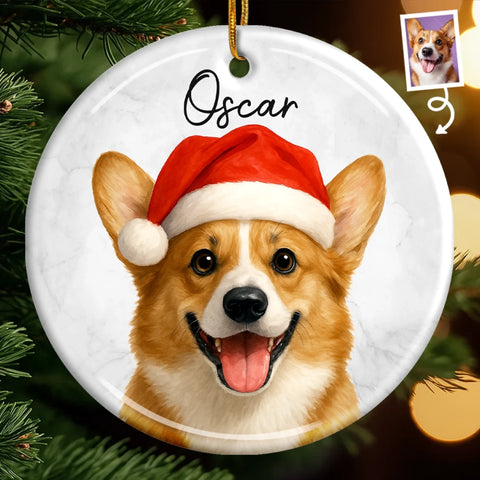 Custom Photo Ceramic Ornament - Personalized - Christmas Birthday Gifts For Dog Cat Lovers, Dog Dad And Mom, Cat Owners - Happy Howlidays
