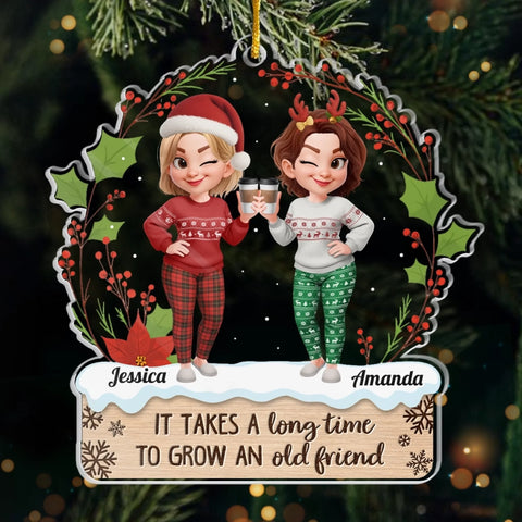 Custom Acrylic Ornament - Personalized Christmas Best Friend Birthday Gifts For Women, Besties, Sisters, BFF - Twinkling Lights True Friendship