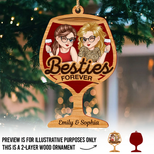 Custom Double Layer Wooden Ornament - Personalized Best Friend Christmas Birthday Gifts For Women, Besties, Sisters, BFF - Merry Moments With My Bestie