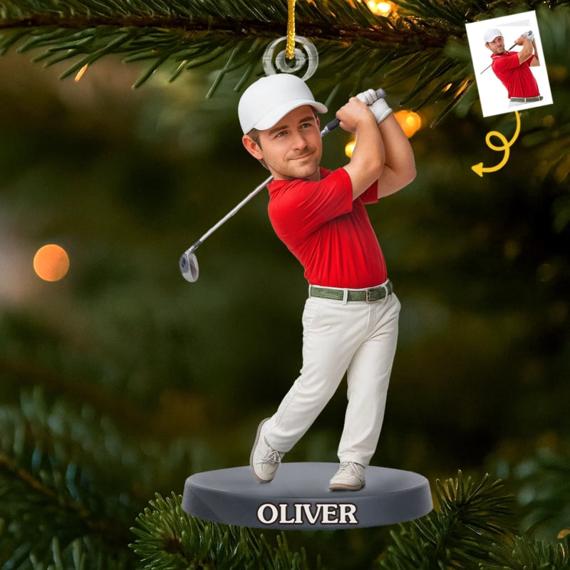 Custom Photo Acrylic Ornament - Personalized Christmas Birthday Golf Gifts For Golfers - Chasing Dreams On Green Fields