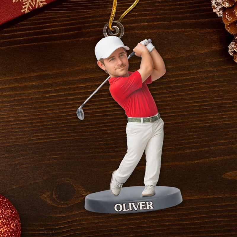 Custom Photo Acrylic Ornament - Personalized Christmas Birthday Golf Gifts For Golfers - Chasing Dreams On Green Fields