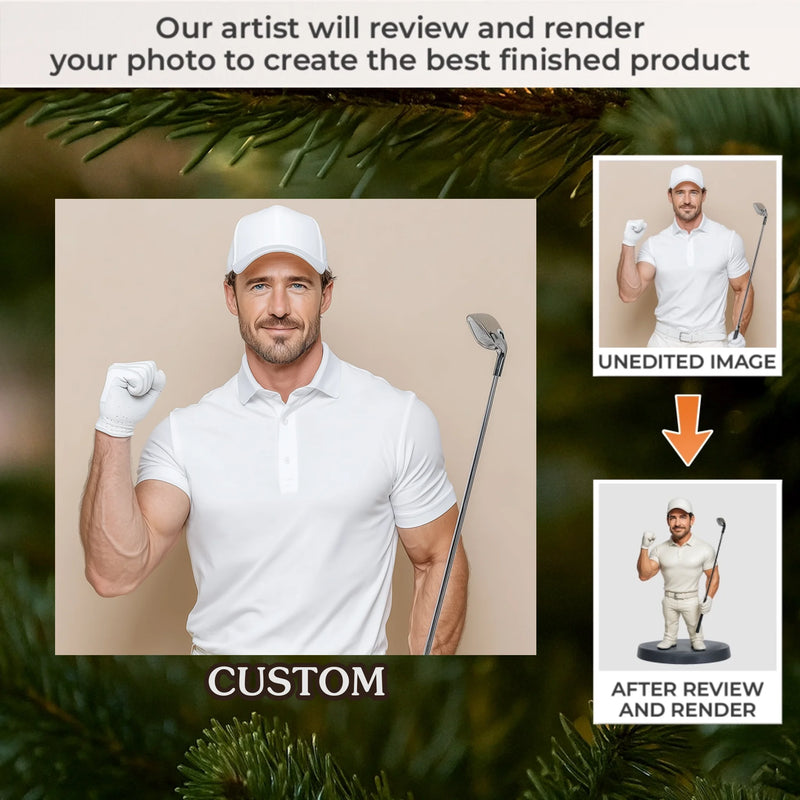 Custom Photo Acrylic Ornament - Personalized Christmas Birthday Golf Gifts For Men, Women - Swing High Aim True