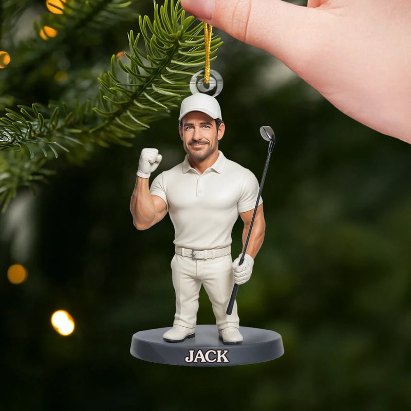 Custom Photo Acrylic Ornament - Personalized Christmas Birthday Golf Gifts For Men, Women - Swing High Aim True