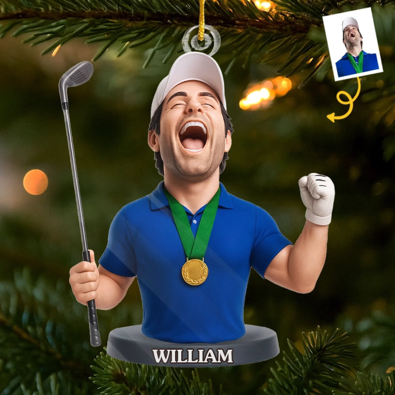 Custom Photo Acrylic Ornament - Personalized Christmas Birthday Golf Gifts For Men, Women - Golf Days Happy Plays
