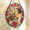 Custom Photo Stained Glass Window Hanging Suncatcher - Personalized Anniversary Wedding Gifts For Husband And Wife, Him And Her - A Love Framed In Roses