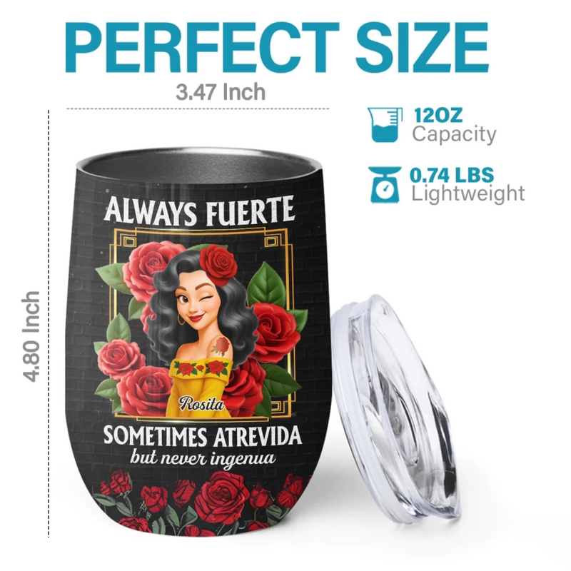 Custom Wine Tumbler - Personalized Hispanic Month Birthday Gifts For Hispanics And Latinos, Women - Beauty With Bite, Grace With Grit