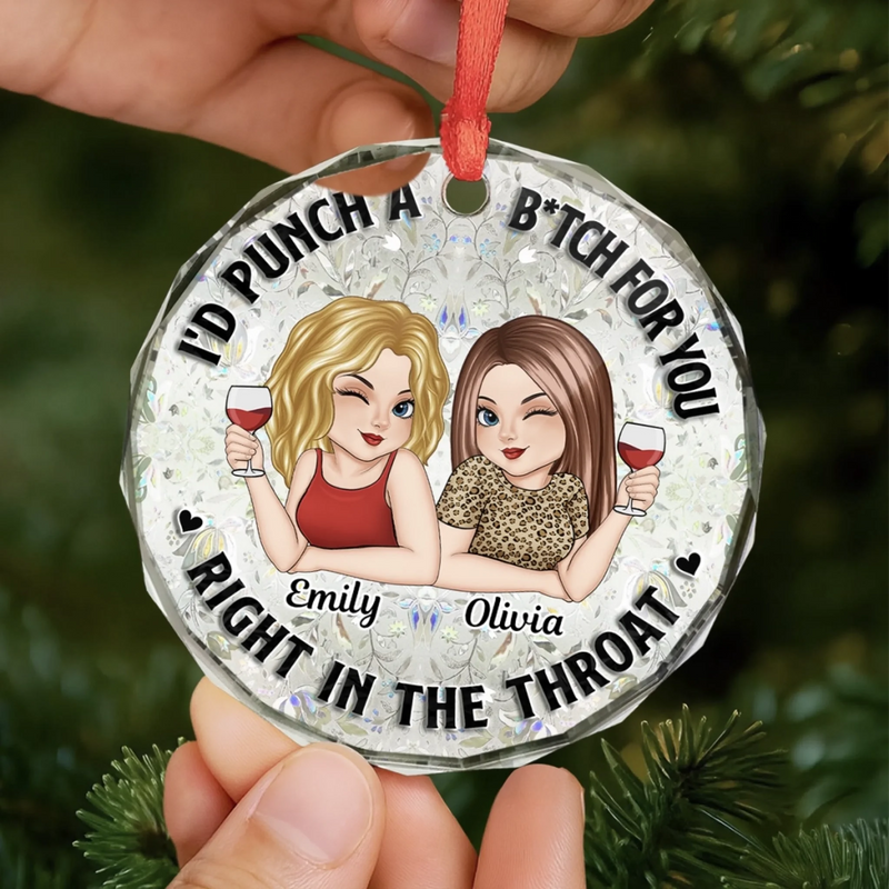 Custom Circle Glass Ornament - Personalized Best Friend Christmas Birthday Gifts For Women, Besties, Sisters, BFF - Life Is Sweeter With You
