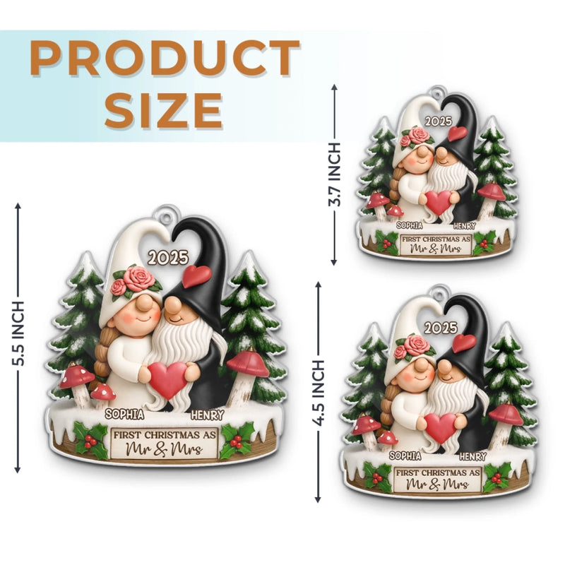 Custom Acrylic Ornament - Personalized Anniversary Christmas Wedding Gifts For Husband And Wife, Him And Her - Love Gnomes No Bounds