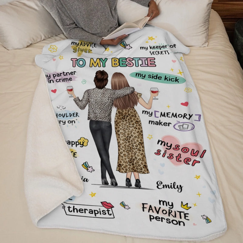 Custom Blanket - Personalized Best Friend Christmas Birthday Gifts For Women, Besties, Sisters, BFF - Besties Make Life More Fun