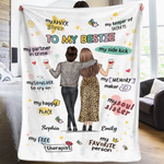 Custom Blanket - Personalized Best Friend Christmas Birthday Gifts For Women, Besties, Sisters, BFF - Besties Make Life More Fun