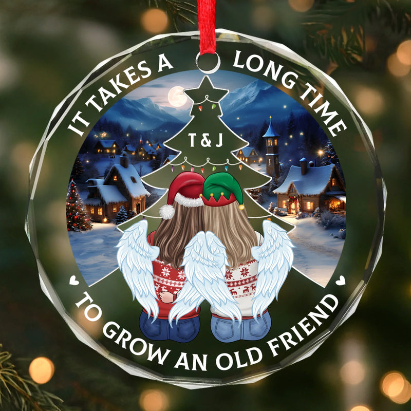 Custom Circle Glass Ornament - Personalized Best Friend Birthday Gifts For Women, Besties, Sisters, BFF - Friends Forever More Precious Than Gold