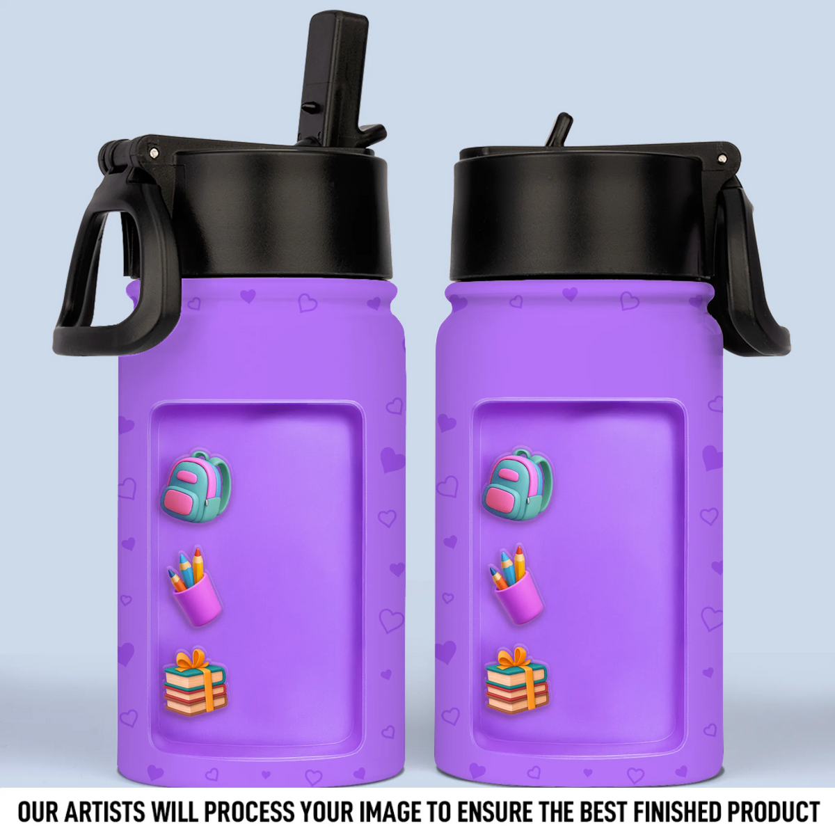 Custom Photo 3D Inflated Effect Printed Kids Water Bottle - Personalized Back To School Gifts For Kids - Fuel Your Bright Young Mind
