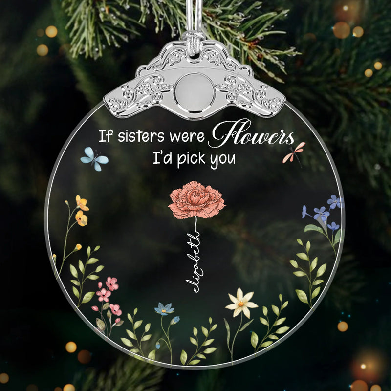 Custom Glass Ornament - Personalized Christmas Best Friend Birthday Gifts For Women, Besties, Sisters, BFF - Blooming Together