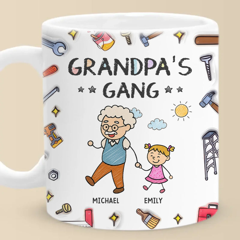 My Favorite Gang Calls Me Grandpa - Family Personalized Custom 3D Inflated Effect Printed Mug - Father's Day, Gift For Dad, Grandpa