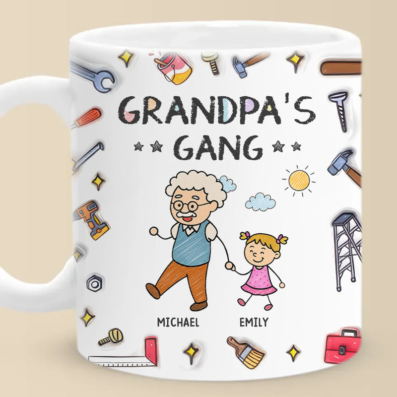 My Favorite Gang Calls Me Grandpa - Family Personalized Custom 3D Inflated Effect Printed Mug - Father's Day, Gift For Dad, Grandpa