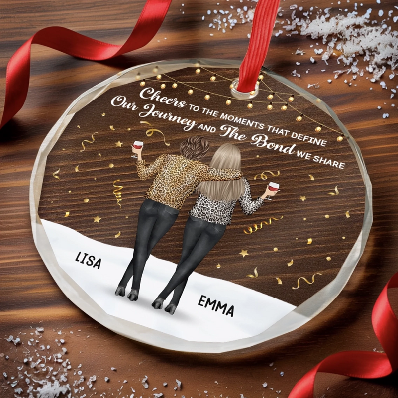Custom Circle Glass Ornament - Personalized Best Friend Christmas Birthday Gifts For Women, Besties, Sisters, BFF - Best Days Shared With You