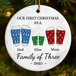 Custom Ceramic Ornament - Personalized Christmas Birthday Gifts For Mom, Dad, Kids - Cheers To Our First Christmas Together