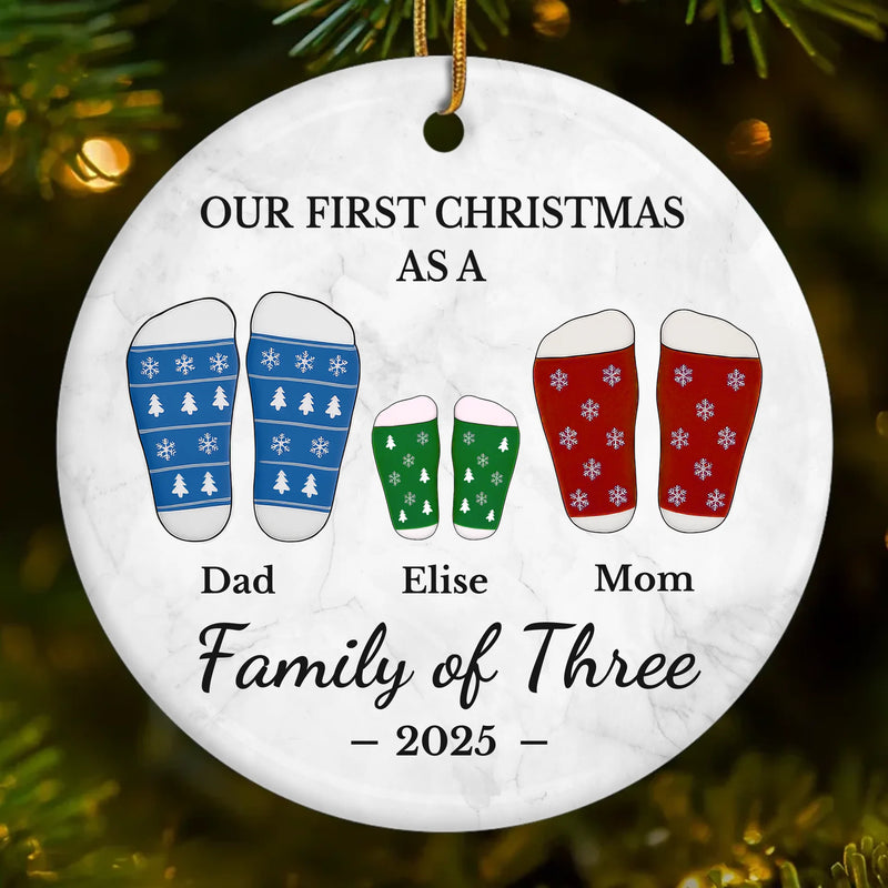 Custom Ceramic Ornament - Personalized Christmas Birthday Gifts For Mom, Dad, Kids - Cheers To Our First Christmas Together