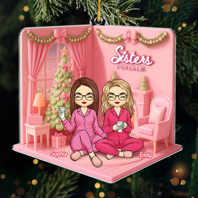 Custom Acrylic Ornament - Personalized Best Friend Birthday Gifts For BFF, Best Friends, Bestie - Cozy Nights With Bestie