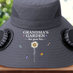 Custom Hat With Fans Solar Power - Personalized Garden Gifts For Grandma, Gardeners, Mom - Garden Of Love And Legacy