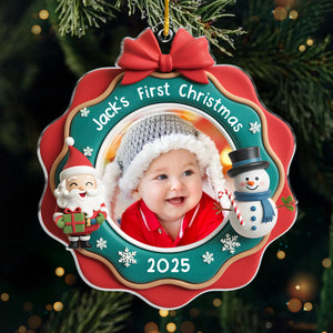 Custom Photo Acrylic Ornament - Personalized Christmas Baby Shower, Gender Reveal Gifts For New Moms, New Dads, New Parents - Jingle All The Way, Baby Style