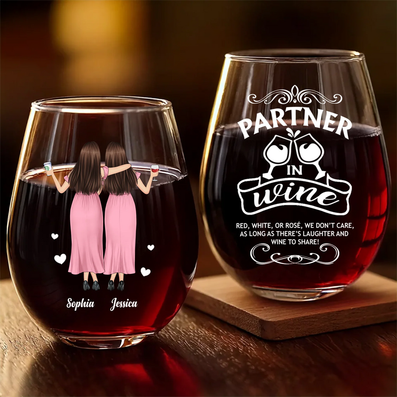 Custom Wine Glass - Personalized Best Friend Christmas Birthday Gifts For Women, Besties, Sisters, BFF - Life Sparkles With True Friends