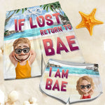 Lost And Found With Bae - Funny Personalized Custom Tropical Hawaiian Aloha Couple Beach Shorts - Summer Vacation Gift, Birthday Party Gift For Couple