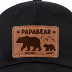 Papa Bear And His Cub - Family Personalized Custom Leather Patch Hat - Father's Day, Gift For Dad, Grandpa