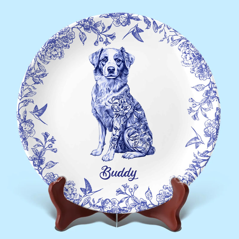 Whispers Of Love In Blue - Dog Personalized Custom Ceramic Plate - Father's Day, Gift For Dog Lovers, Dad, Grandpa