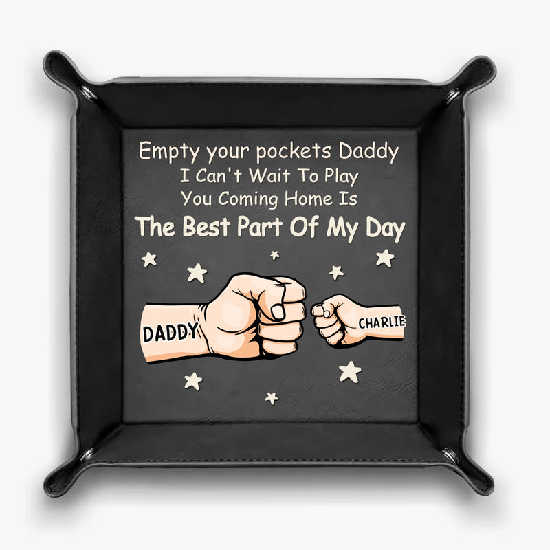 Dad’s Pocket Drop Zone - Family Personalized Custom Leather Valet Tray - Father's Day, Gift For Dad, Grandpa