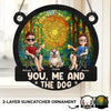 Custom Window Hanging Suncatcher Ornament - Personalized Anniversary Wedding Gifts For Husband And Wife, Dog Dad And Mom - You, Me And The Dog