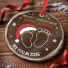 Custom Circle Glass Ornament - Personalized Christmas Baby Shower, Gender Reveal Gifts For New Moms, New Dads, New Parents - A New Chapter Of Love