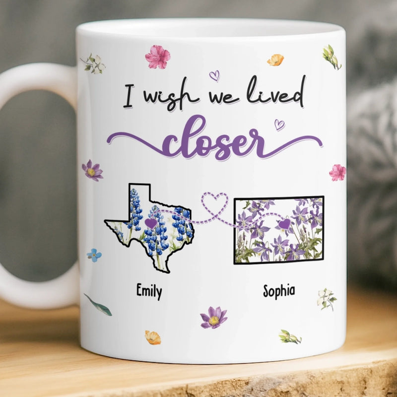 Custom Long Distance Mug - Personalized Best Friend Birthday Gifts For Women, Besties, Sisters, BFF - Side by Side, Always