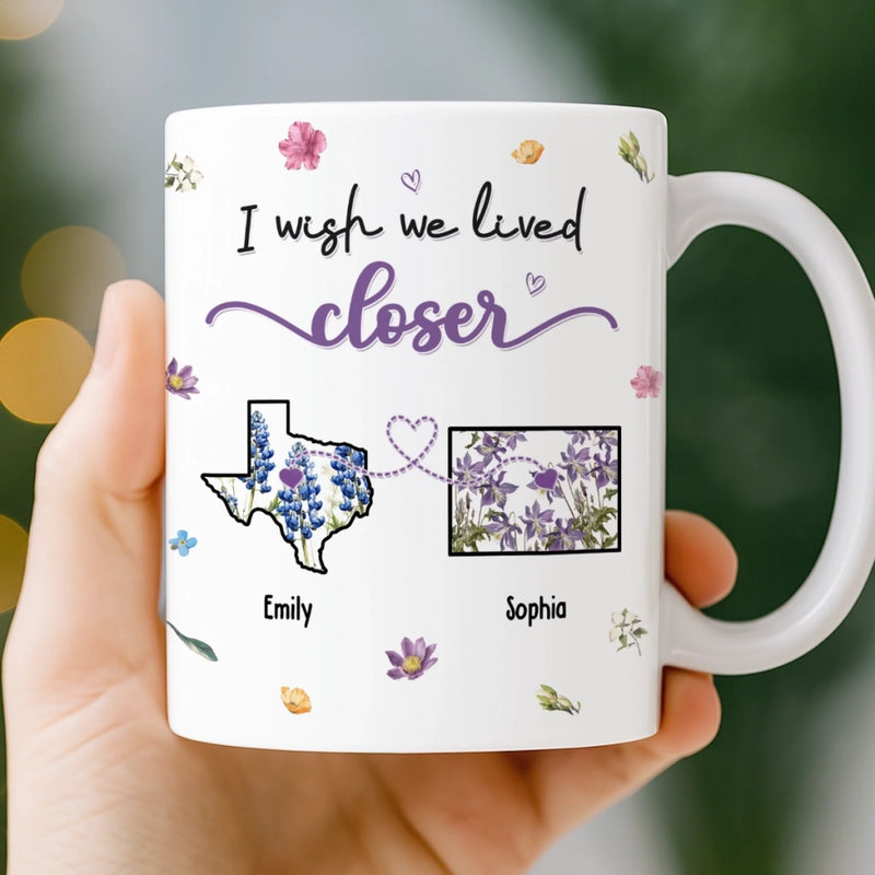Custom Long Distance Mug - Personalized Best Friend Birthday Gifts For Women, Besties, Sisters, BFF - Side by Side, Always